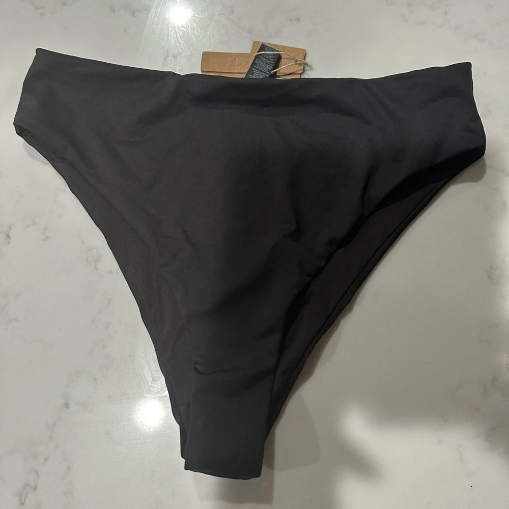 Skims Swim Mid-Waist Bottoms Onyx Black Size 2X